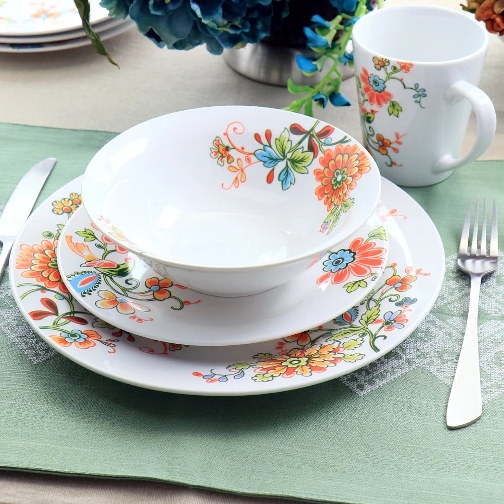 Floral Porcelain Dinnerware Set Microwave Dishwasher Safe