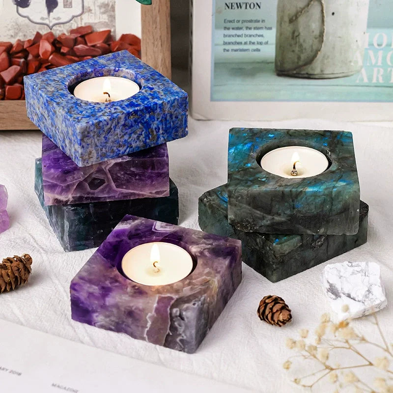 Natural Crystal Square Candlestick Scented Candle Holder