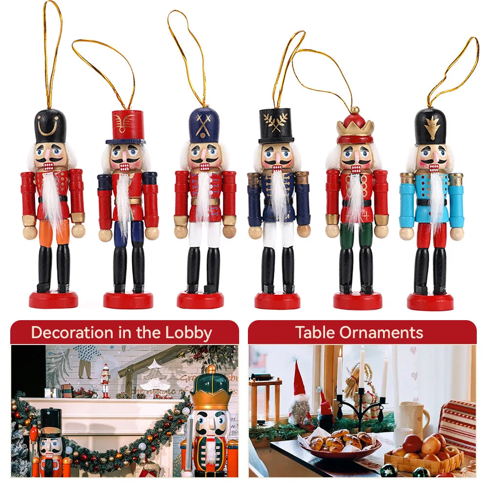 Nutcracker Doll Set Wooden Soldier Puppets Christmas Decor
