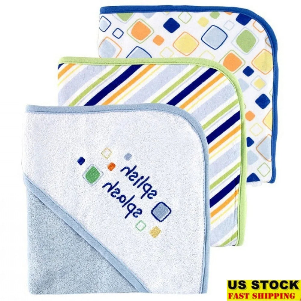 Baby Hooded Towels Set Three Pack Hypoallergenic DermatologistApproved Cotton Wraps