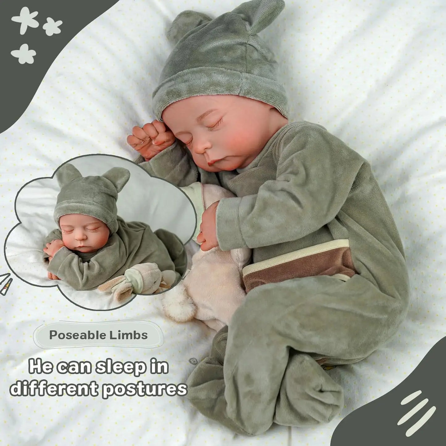 Lifelike Reborn Baby Boy Doll Realistic Vinyl Full Body
