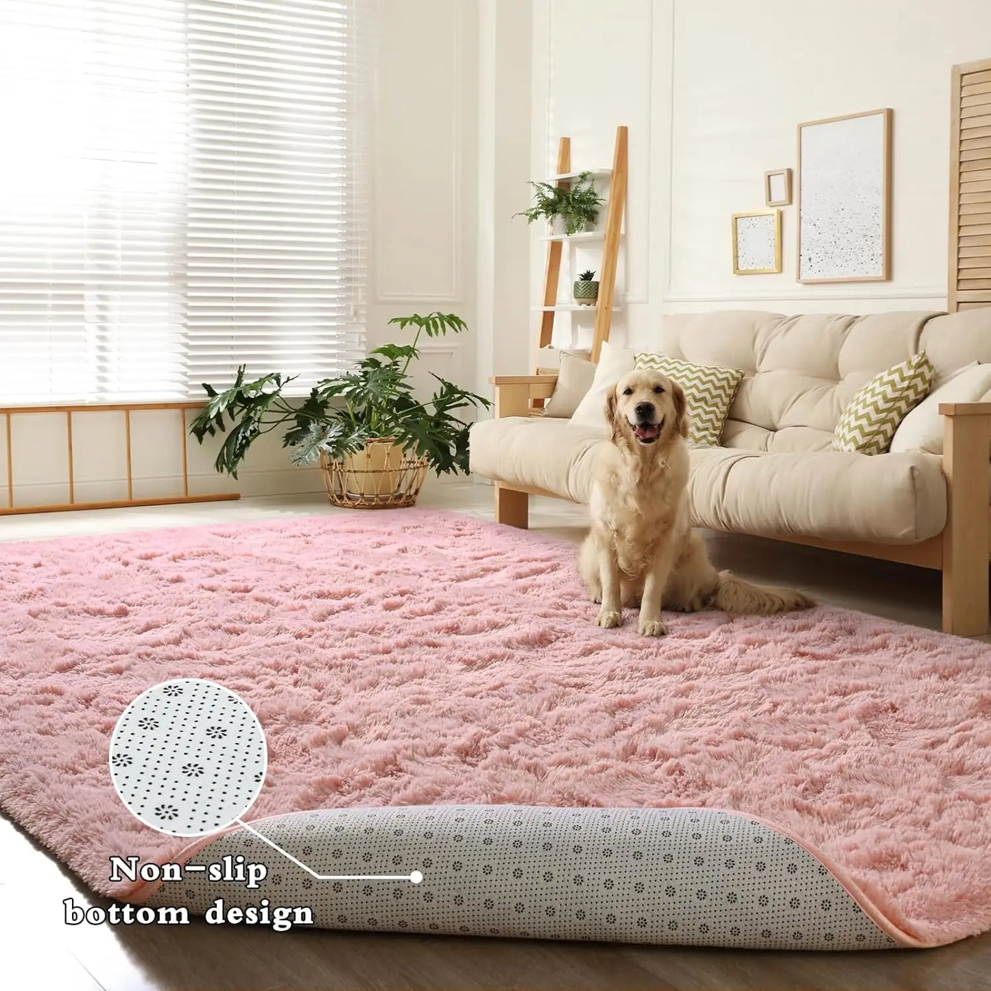Fluffy Indoor Plush Soft Carpet Area Rug for Living Room Anti Skid Durable Rug for Girls Bedroom Kids Room