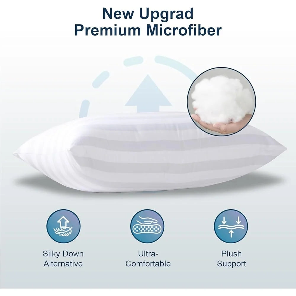 Queen Pillows Set of 2 Soft 3D Down Alternative Fiber Filling Hotel Collection Fluffy Bed Pillows for All Sleep Positions