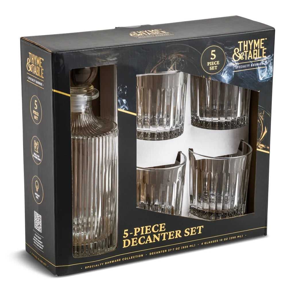 Whiskey Decanter Set 4 Glasses Airtight Seal for Home Bar