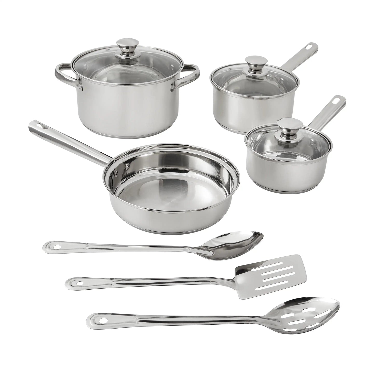 10 Piece Nonstick Stainless Steel Cookware Set For Everyday Cooking
