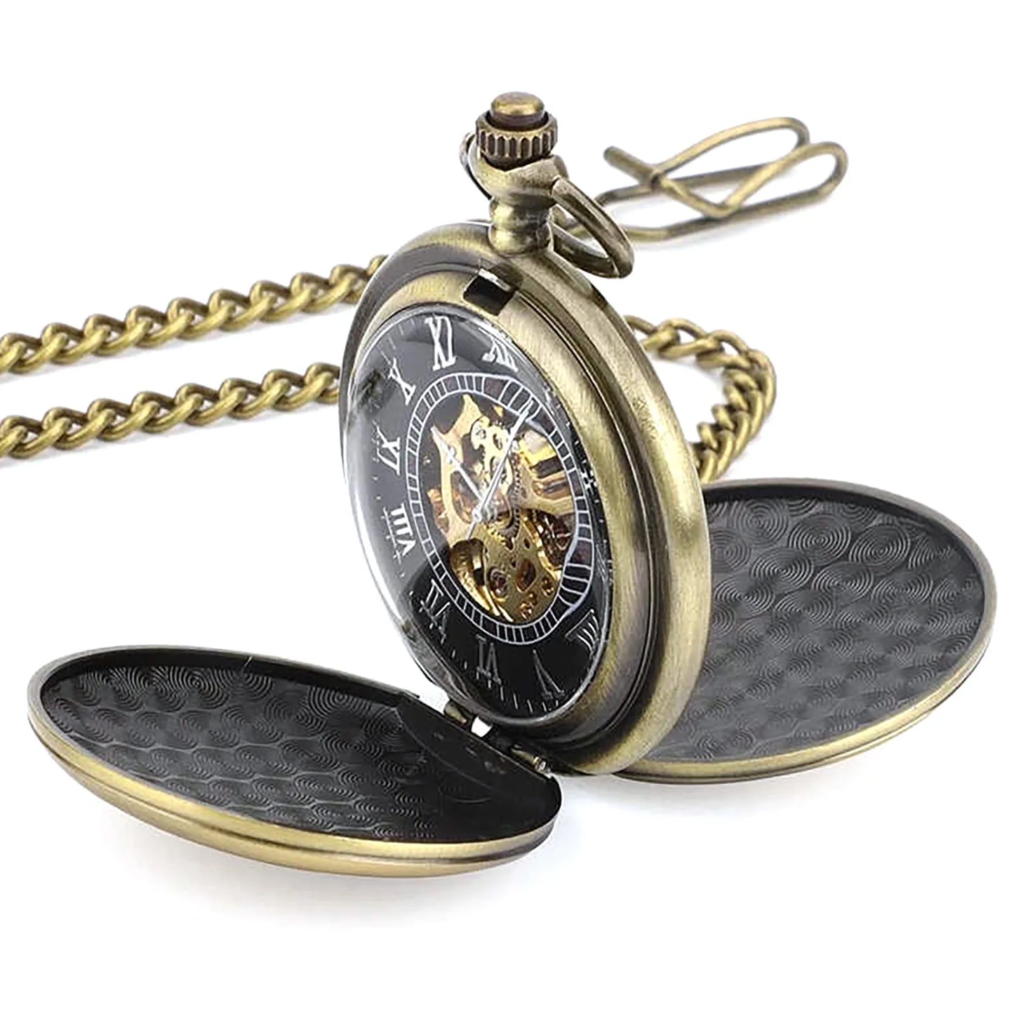 Vintage Mechanical Pocket Watch With Roman Numeral Dial Hand Wind