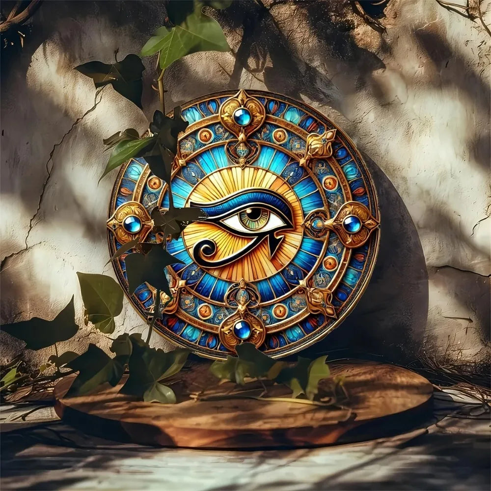 Eye Of Horus Round Iron Wall Art For Luxurious Homes
