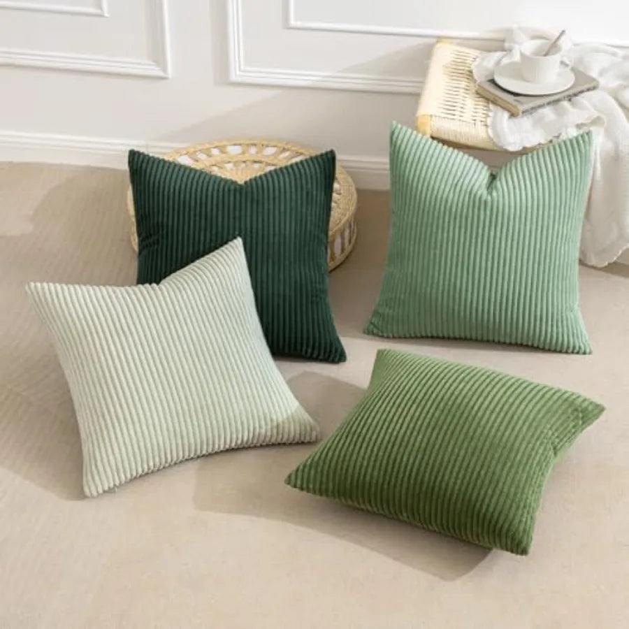 Boho Farmhouse Throw Pillow Cover Set Of 4 Corduroy Cushions