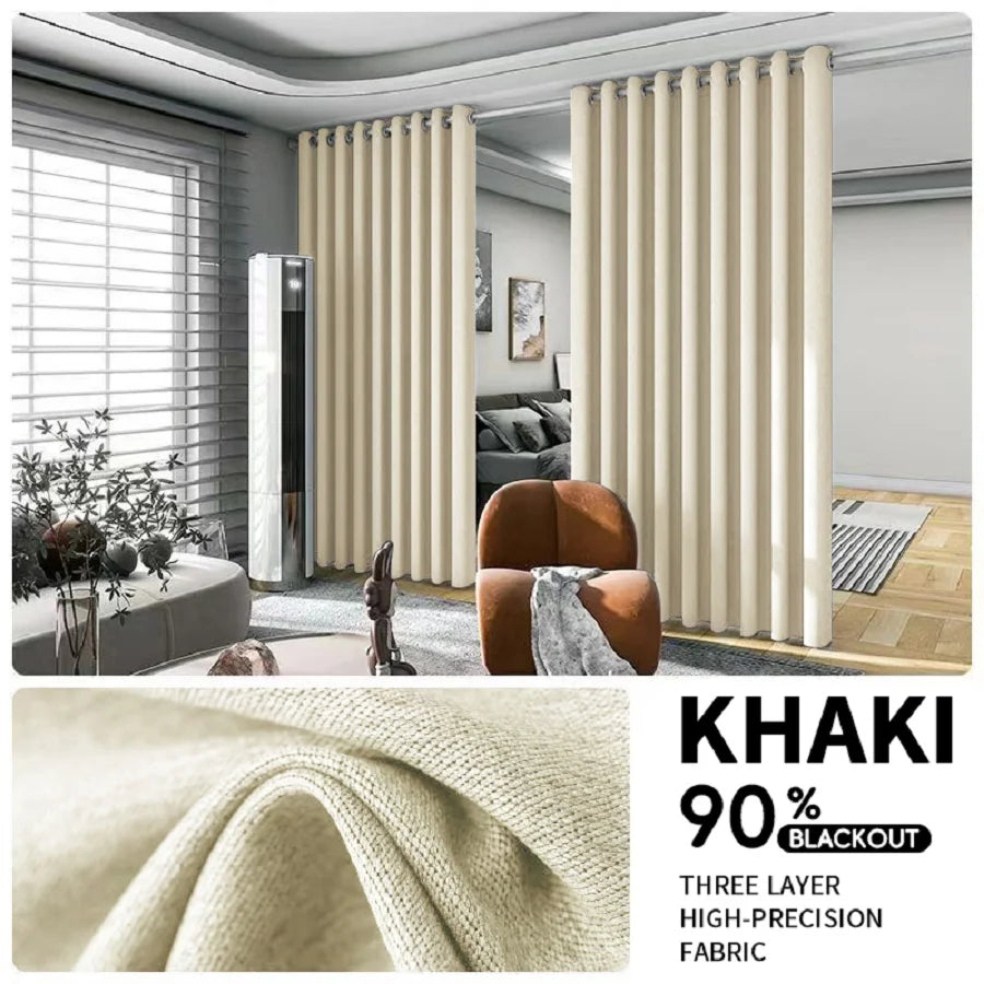 Two Pack Room Divider Curtain With Noise Reduction And Anti Rust Grommet Top For Living Room