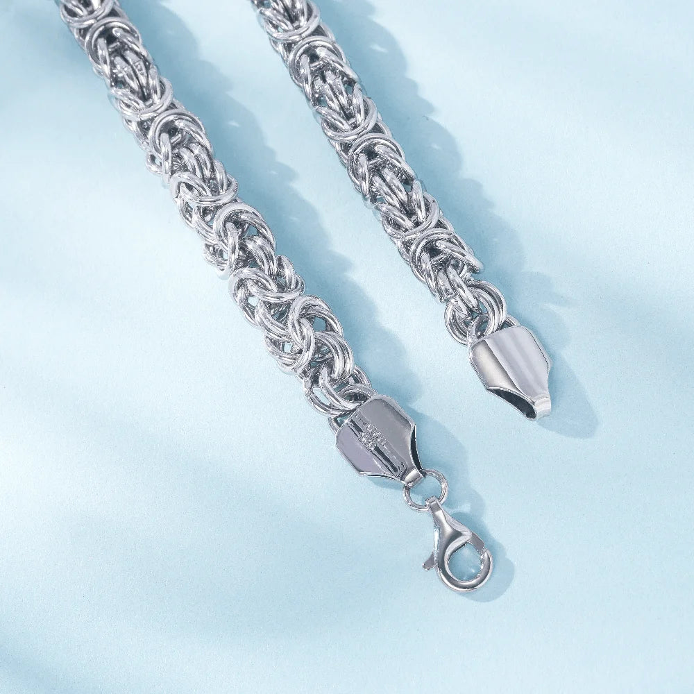 PremiumQuality Sterling Silver Byzantine Emperor Chain Bracelet Men Women EverydayWear