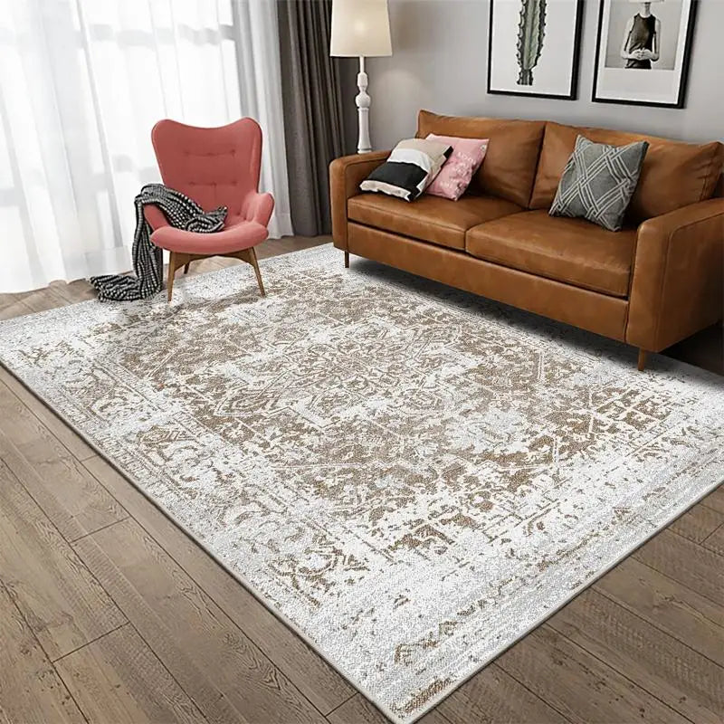 Vintage Bohemian Non-Slip Washable Area Rug Floral Design