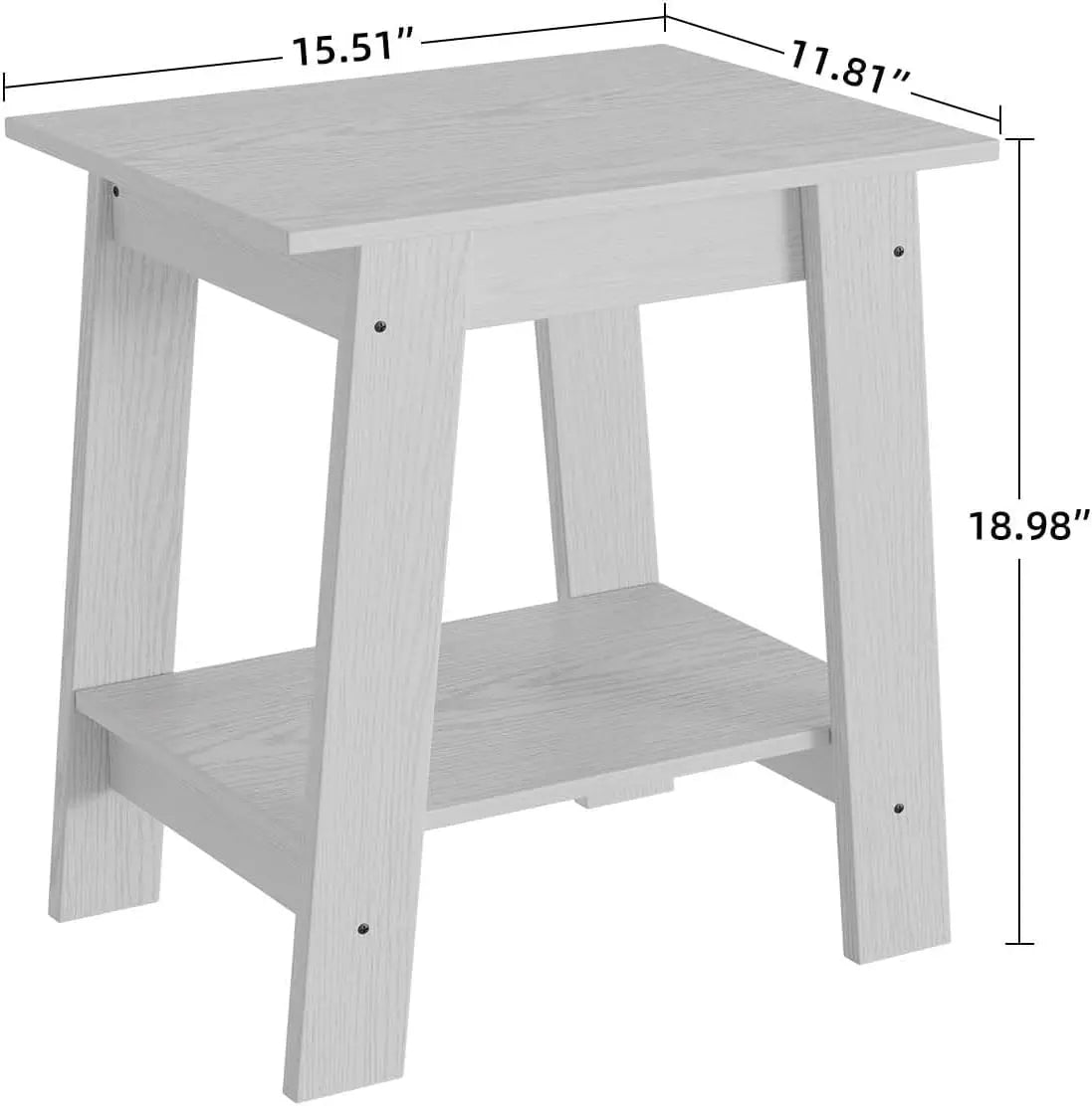 Wooden End Table And Nightstand With Two Tier Storage Shelf
