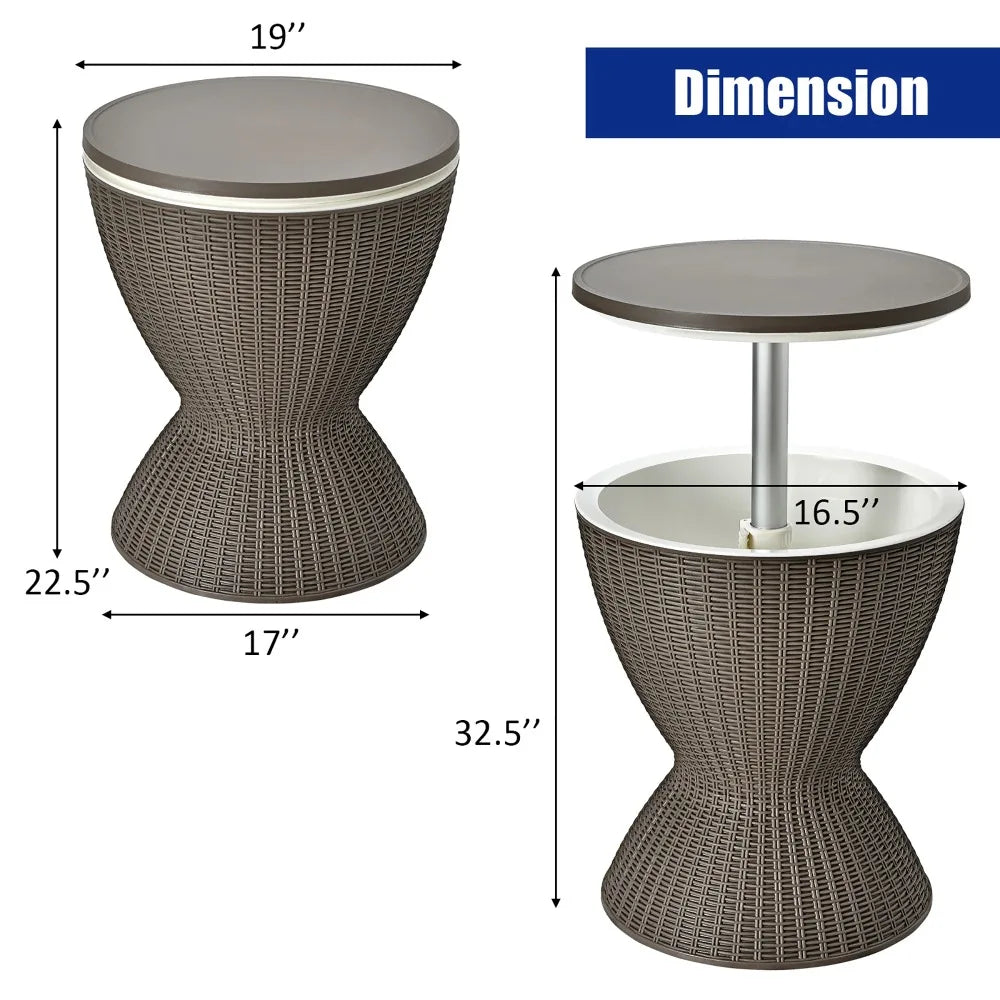 Patio Ice Bucket Table With Built In Cooler Bar Unit