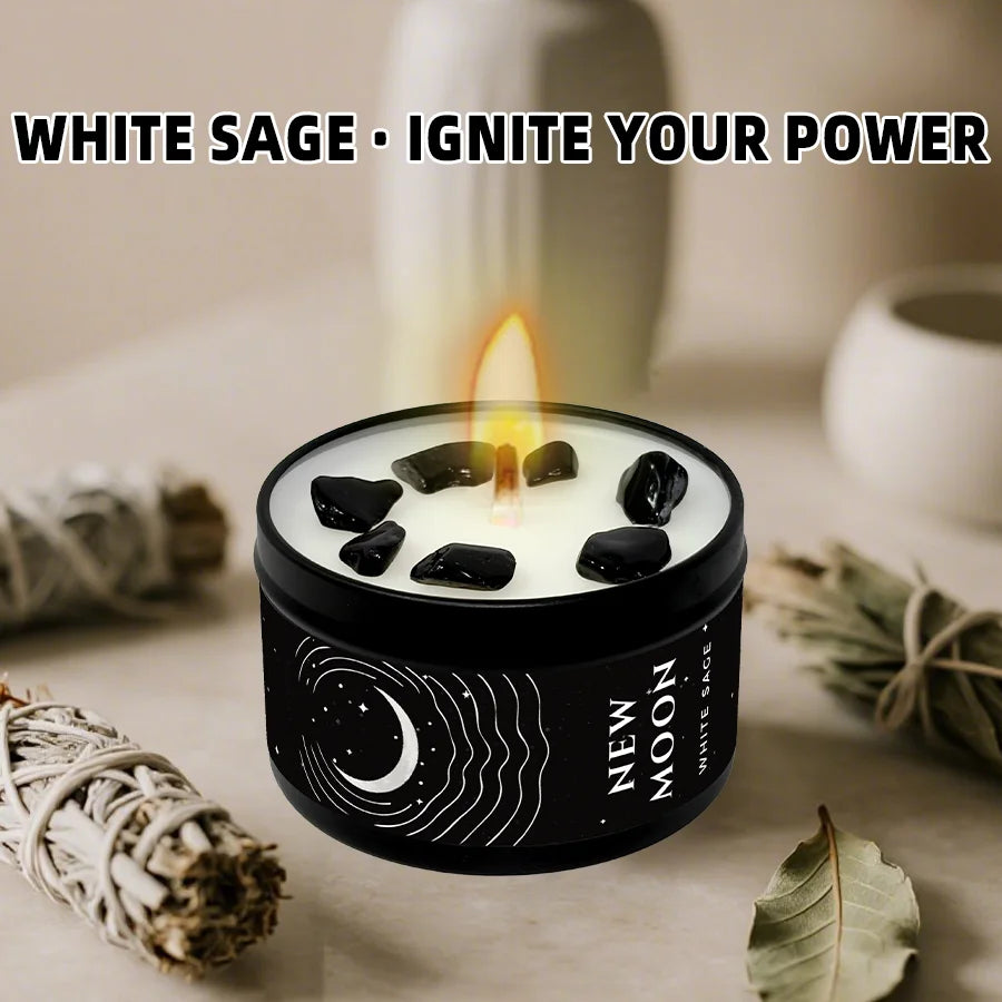 New Moon Sage Manifestation Candle With Hand Poured Soy Wax