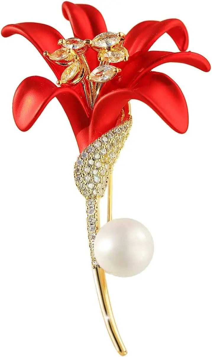Floral Pearl Brooch Pins For Women Elegant Flower Jewelry