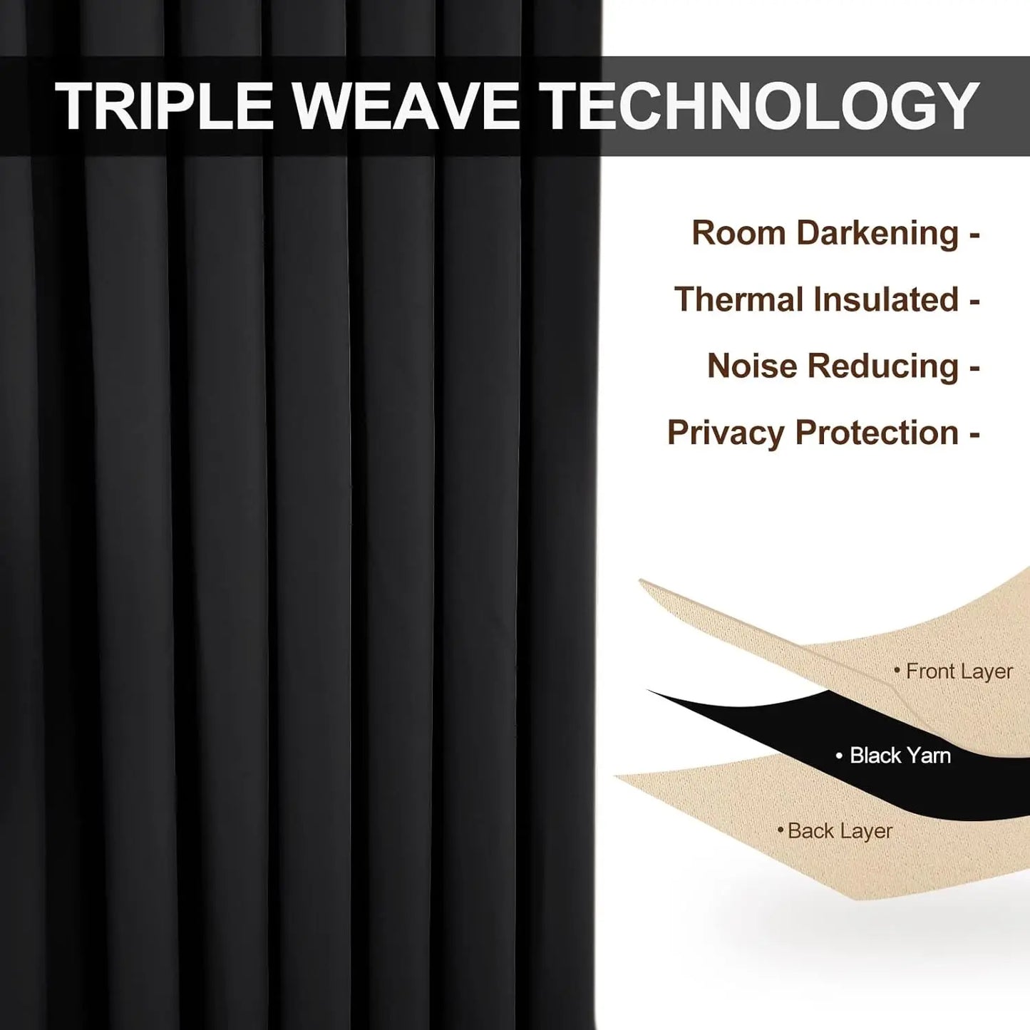 Two Pack Room Divider Curtain With Noise Reduction And Anti Rust Grommet Top For Living Room