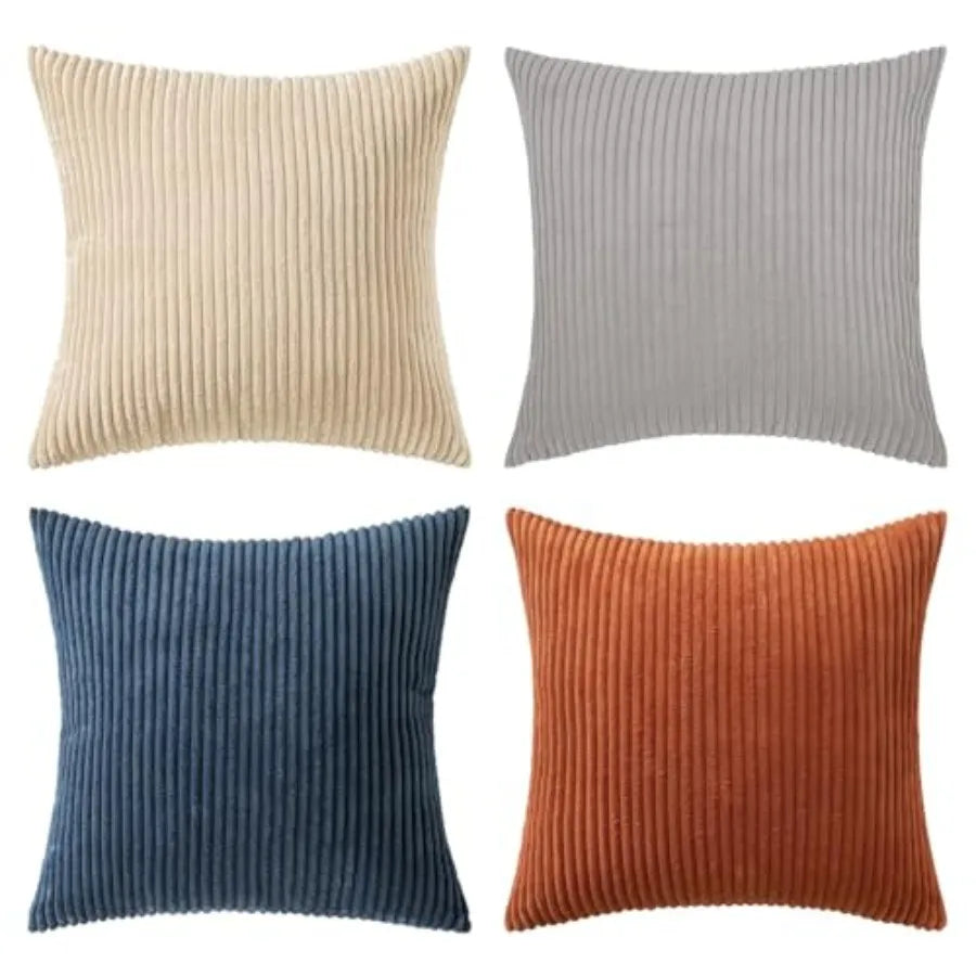 Boho Farmhouse Throw Pillow Cover Set Of 4 Corduroy Cushions