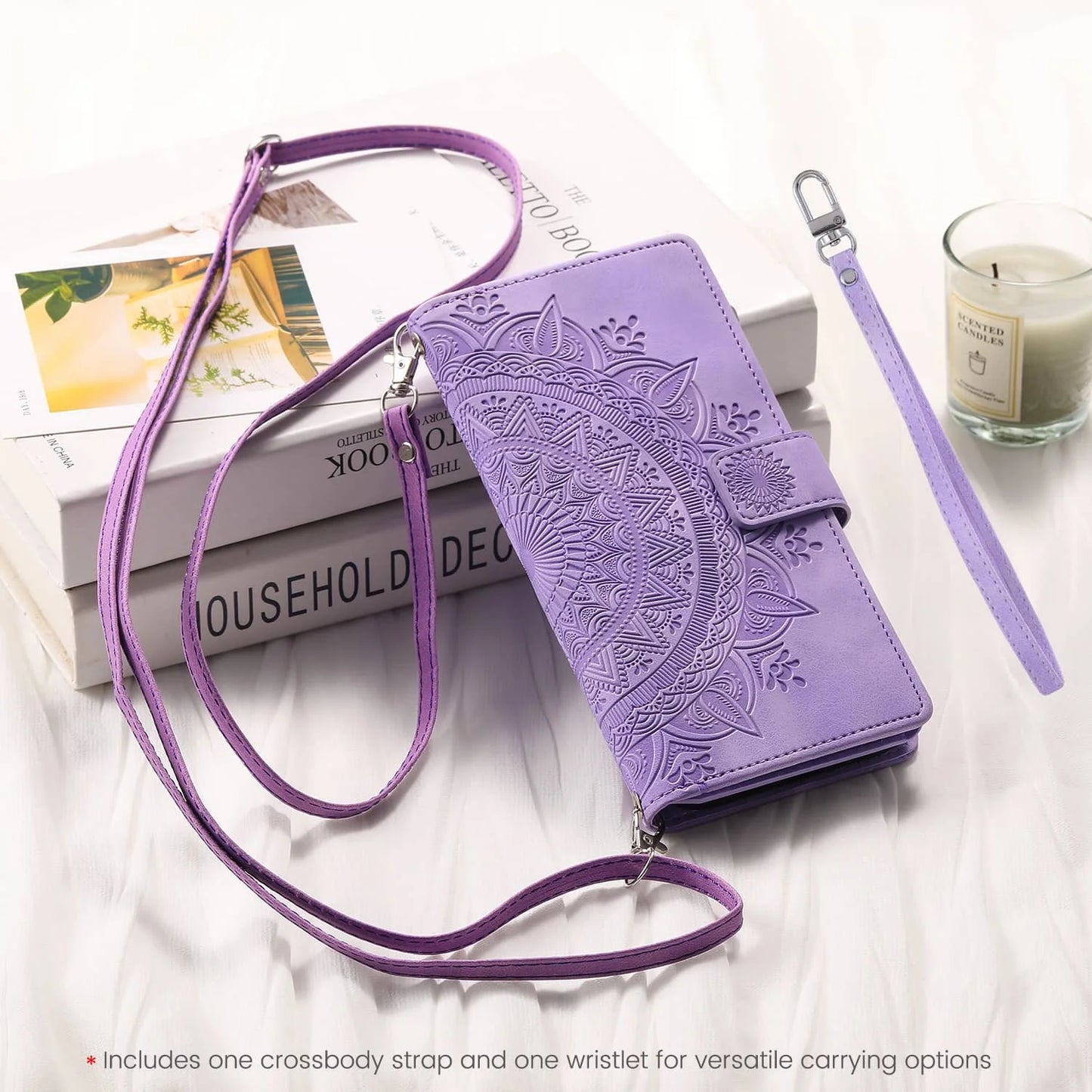 iPhone Wallet Case With Zipper Card Holder And Strap