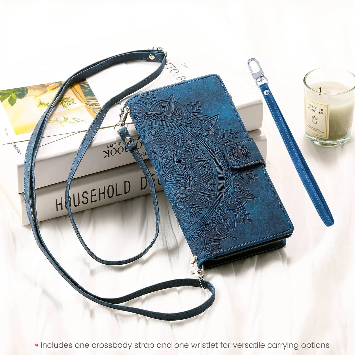 iPhone Wallet Case With Zipper Card Holder And Strap