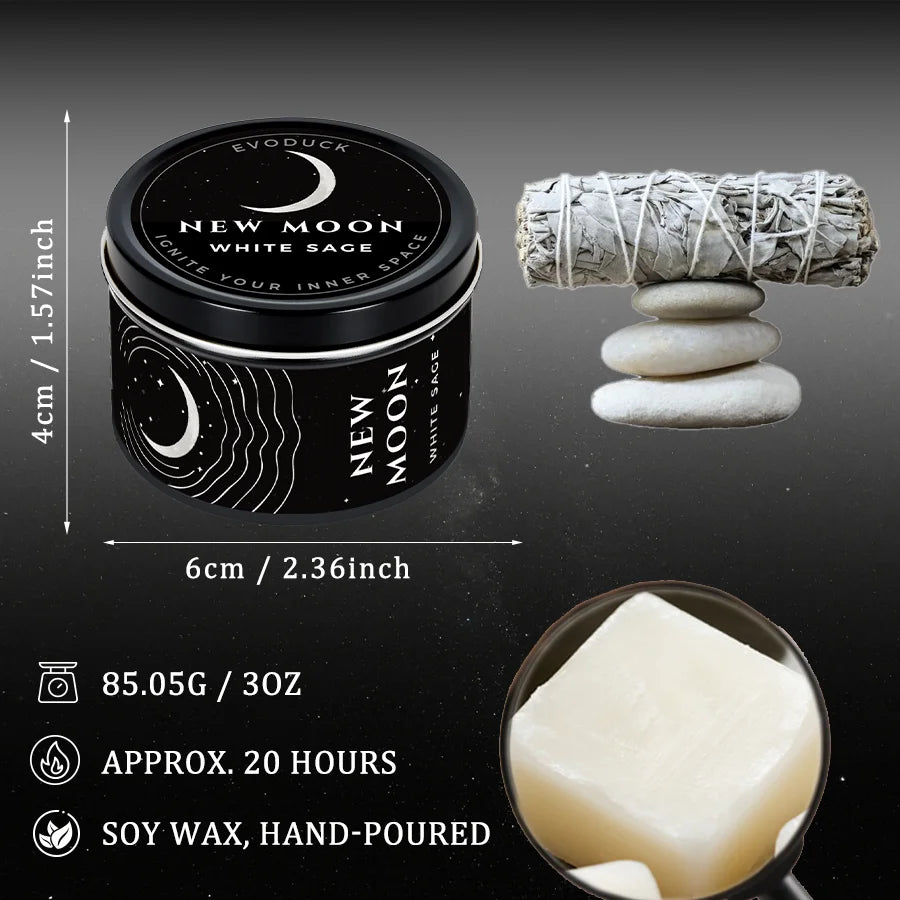 New Moon Sage Manifestation Candle With Hand Poured Soy Wax