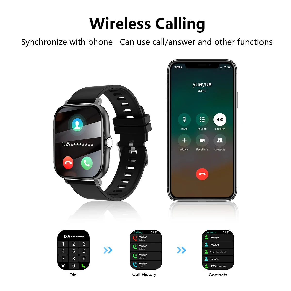Smartwatch With Wireless Calling And Call Rejection Fitness Tracking AndroidCompatible
