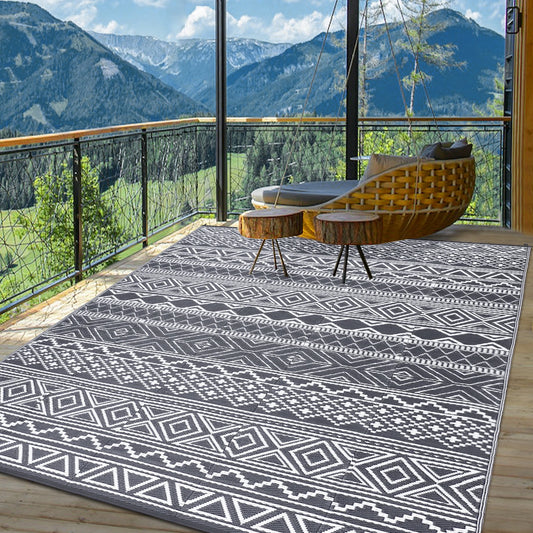 Outdoor Rug 5x8 Waterproof Reversible Patio Rug Plastic RV Rug Boho Camping Rug for Camper Porch Balcony Backyard Picnic