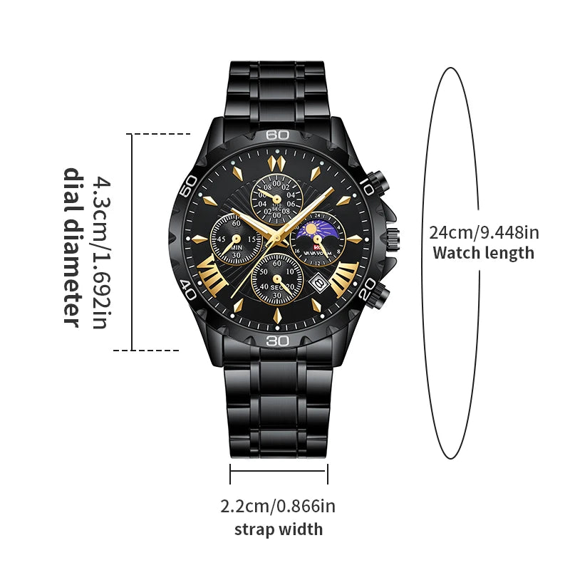 Va Va Voom Top Brand Luxury Quartz Sports Watch for Men Waterproof Luminous Stainless Steel Chronograph Wristwatch