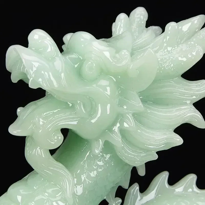 Lucky Animal Jade Dragon Figurine For Home Office Decor