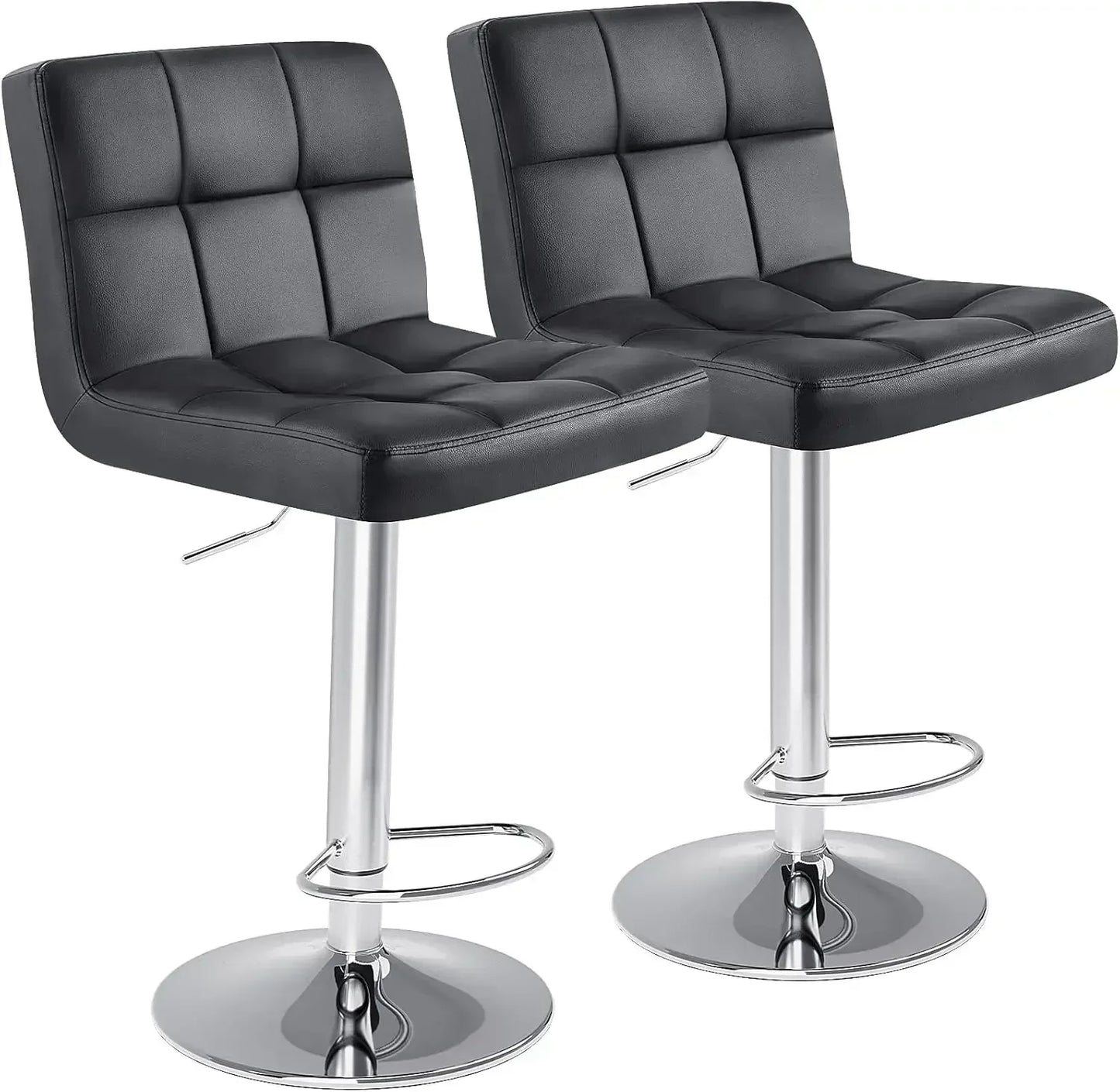 Armless Adjustable Swivel Bar Stools PU Leather Set