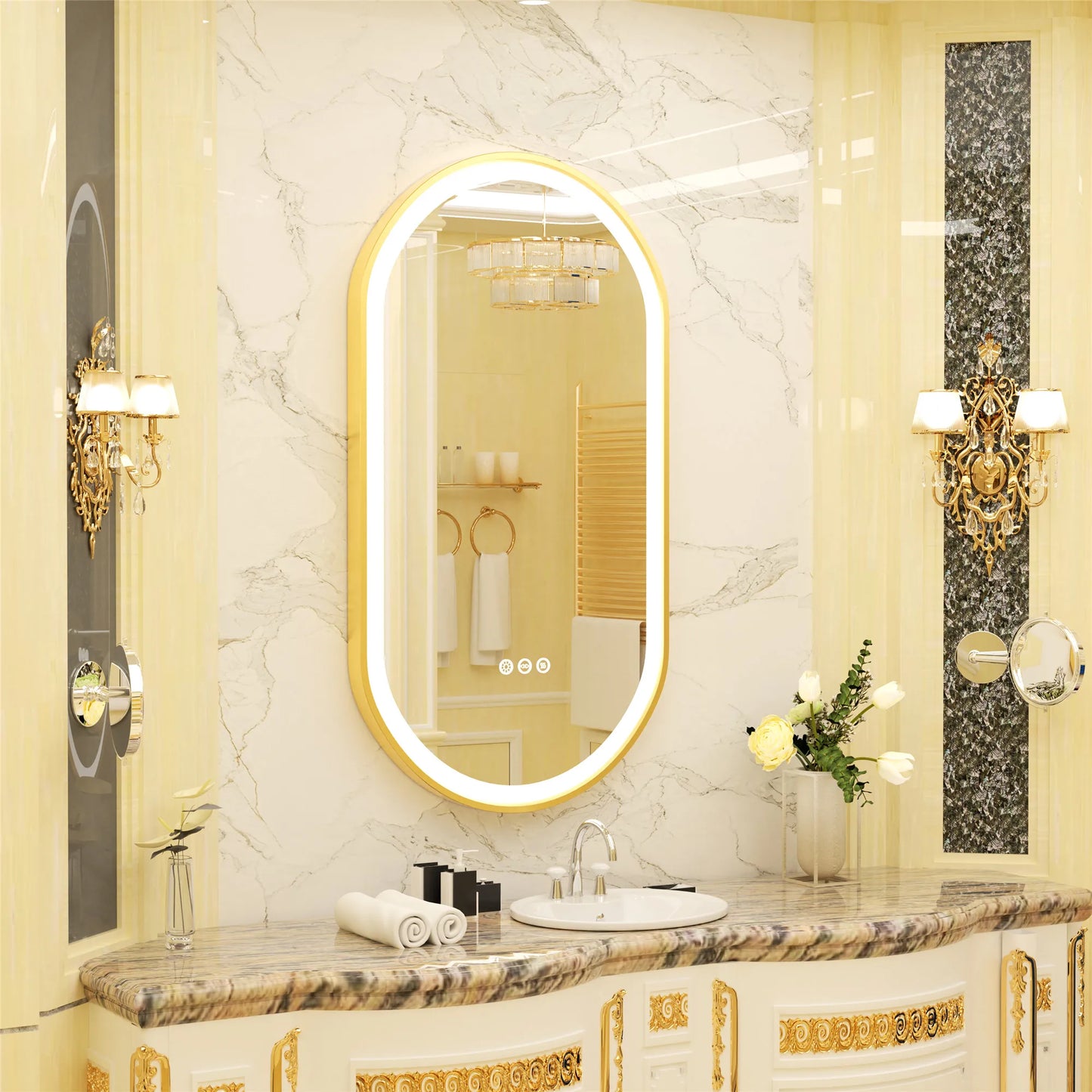 Wisfor LED Oval Bathroom Mirror With Stepless Dimmable Light