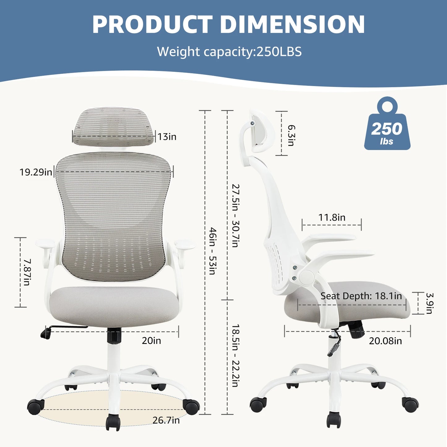 JHK Mesh Ergonomic Office Chair With Lumbar Support And Headrest
