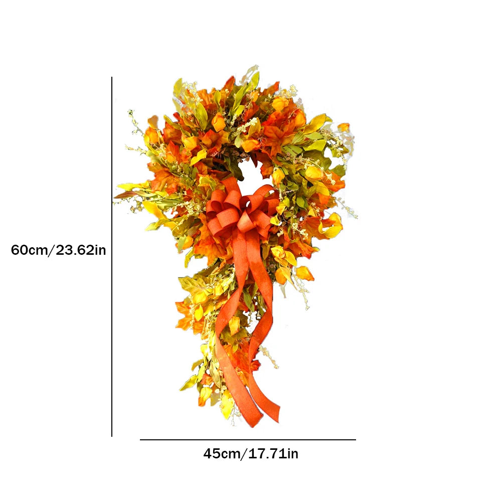 Thanksgiving Farmhouse Wreath Autumn Scene Decor Maple Leaf
