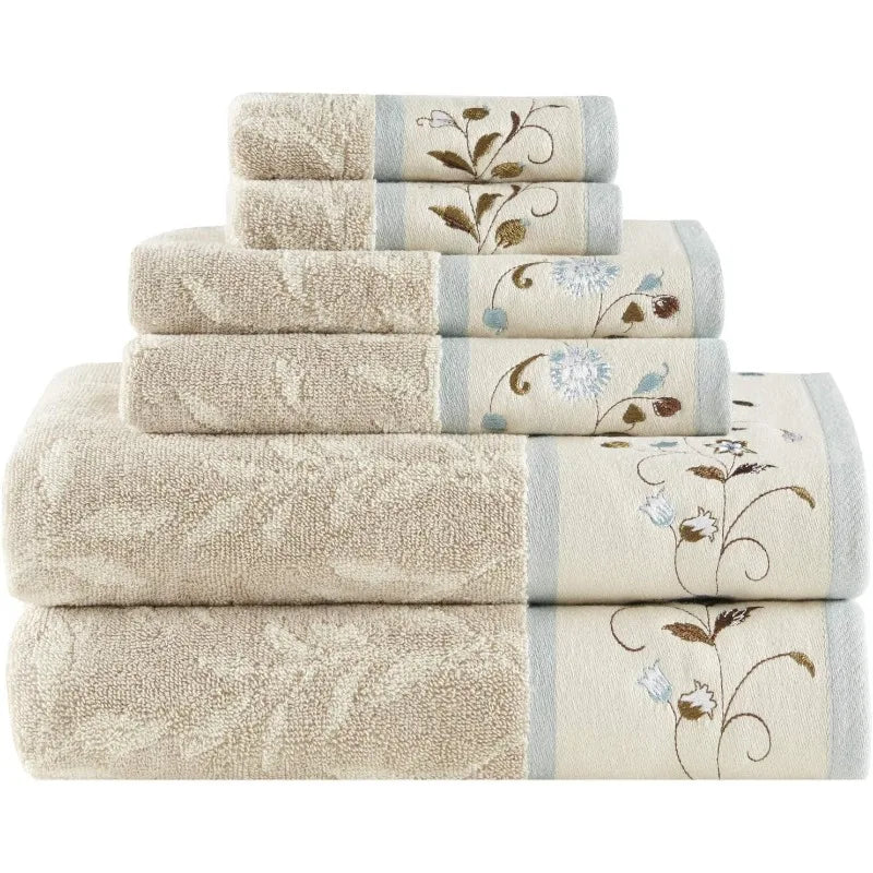 Luxurious Floral Cotton Bath Towel Set for Elegant Bathrooms