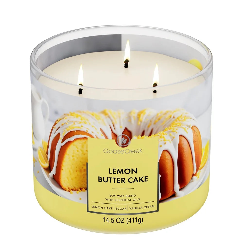 Three Wick Lemon Butter Cake Scented Jar Candle Home Fragrance
