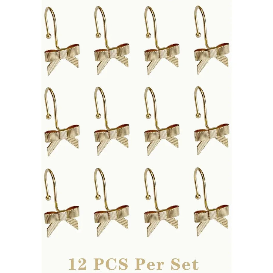 Bow Shower Curtain Hooks Rustproof Durable Metal Bathroom Decor Set