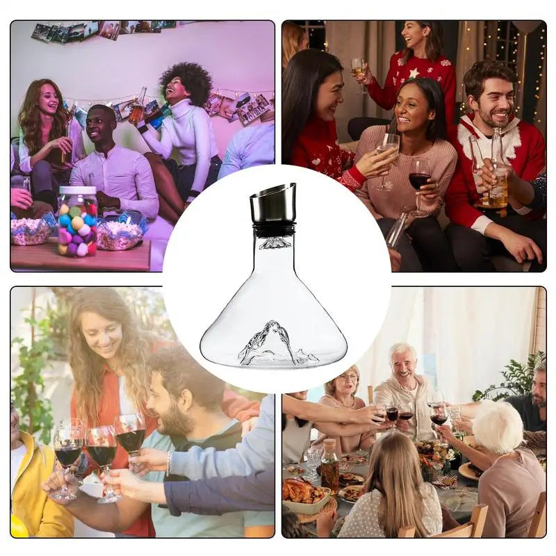 Crystal Glass Wine Decanter With Built In Aerator Pourer