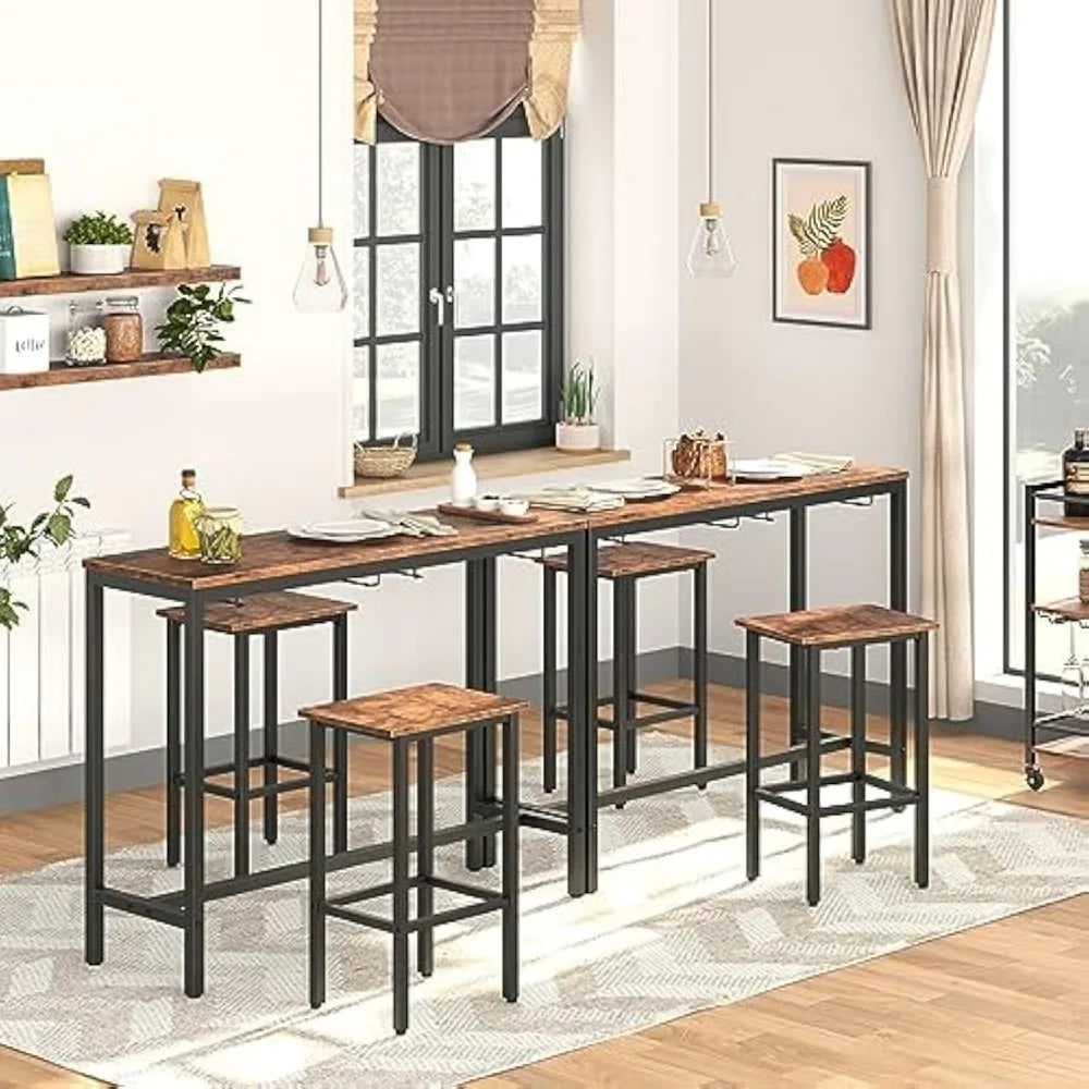 Industrial Bar Table Set With Stools For Small Spaces