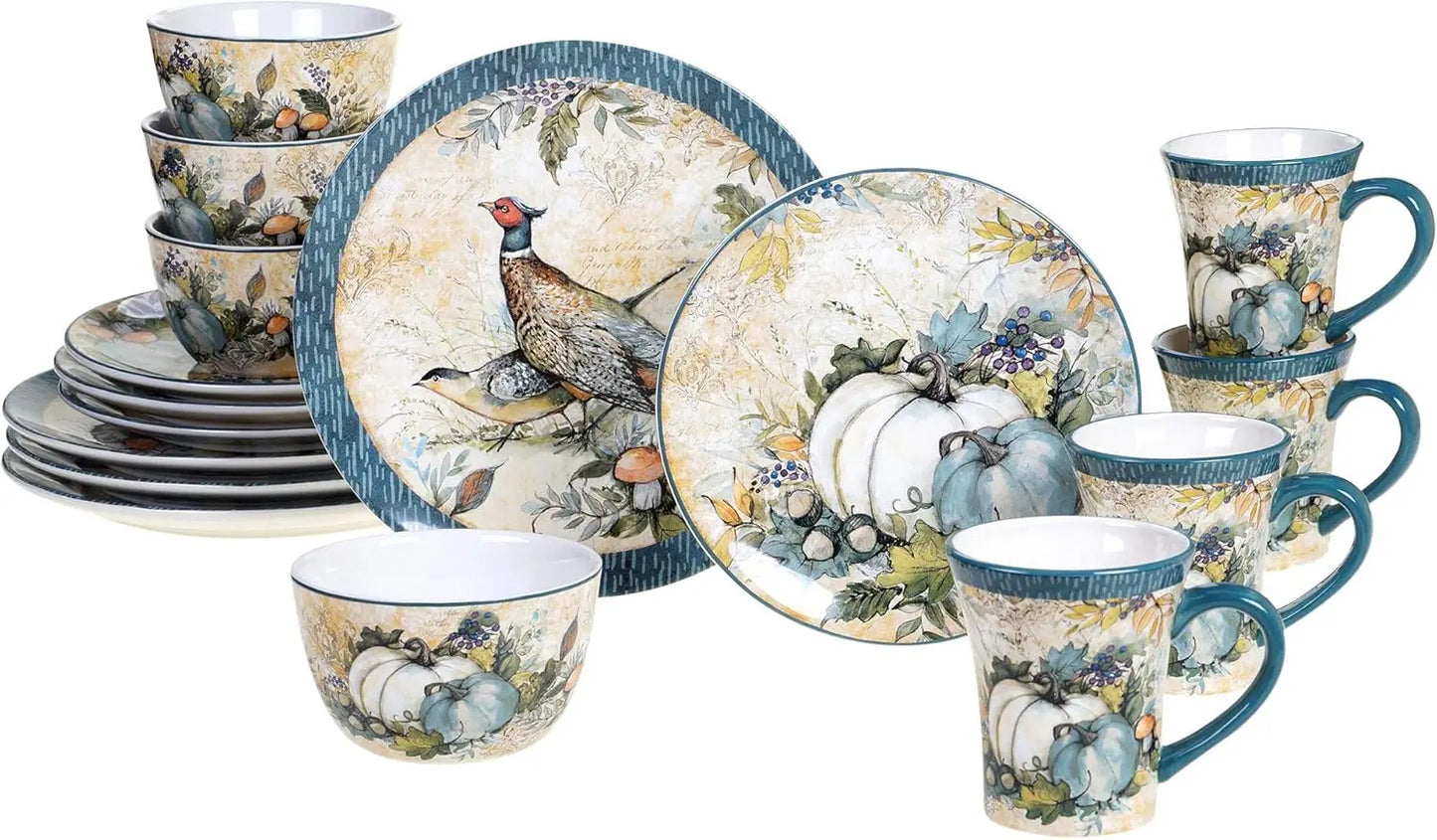Harvest Gatherings Ceramic Dinnerware Set Service For Four