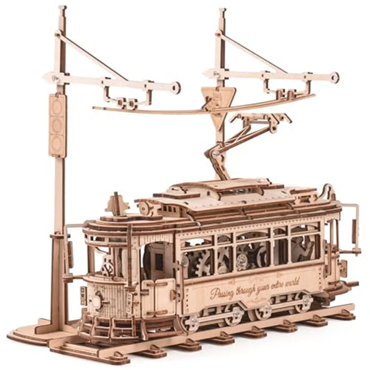 Robotime 3D Wooden Puzzle Gear Drive Tram Mechanical Model