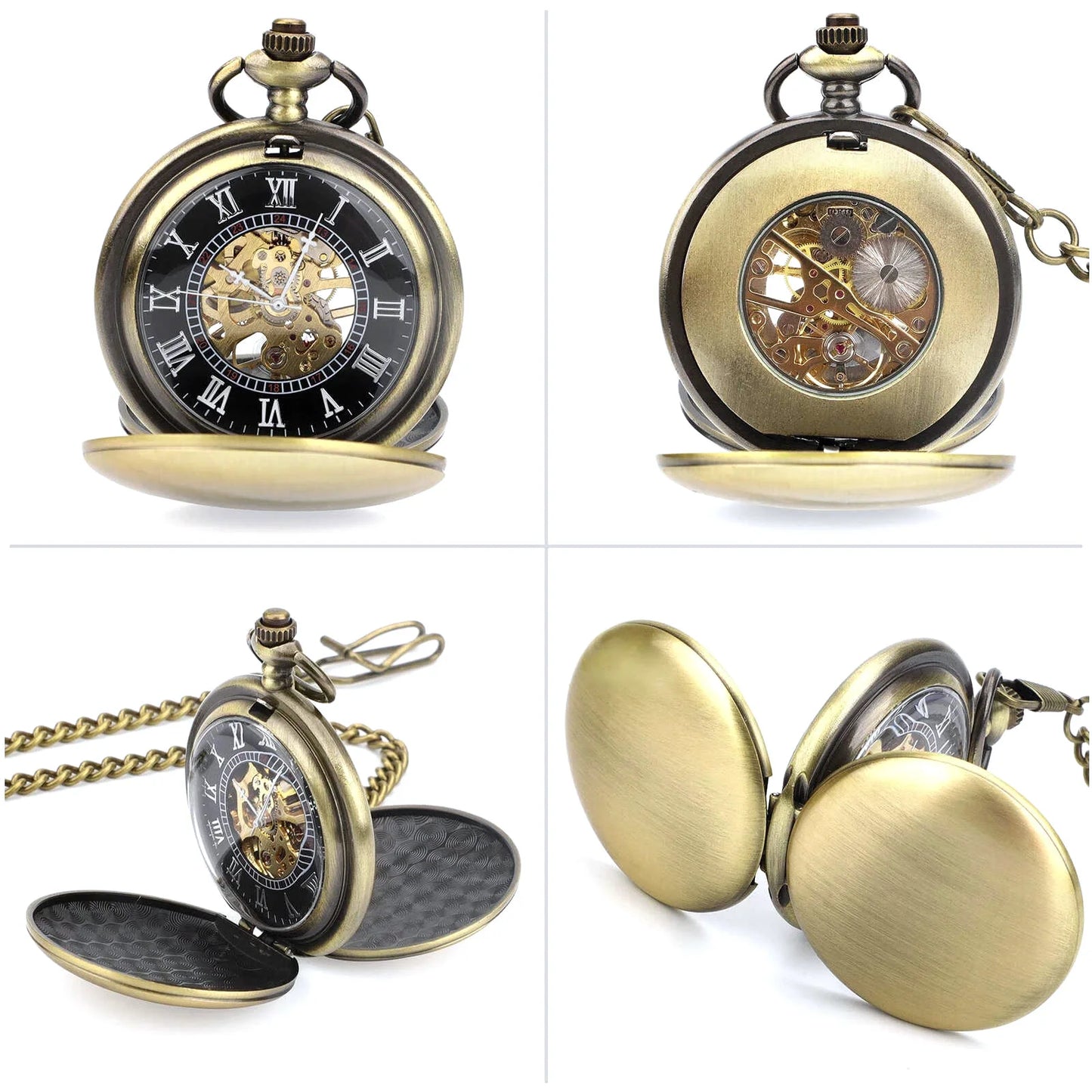 Vintage Mechanical Pocket Watch With Roman Numeral Dial Hand Wind