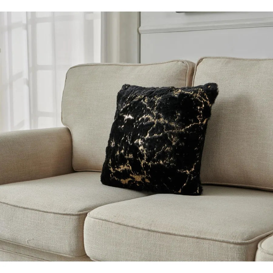 Luxurious Chinchilla Faux Fur Decorative Pillow Gilded