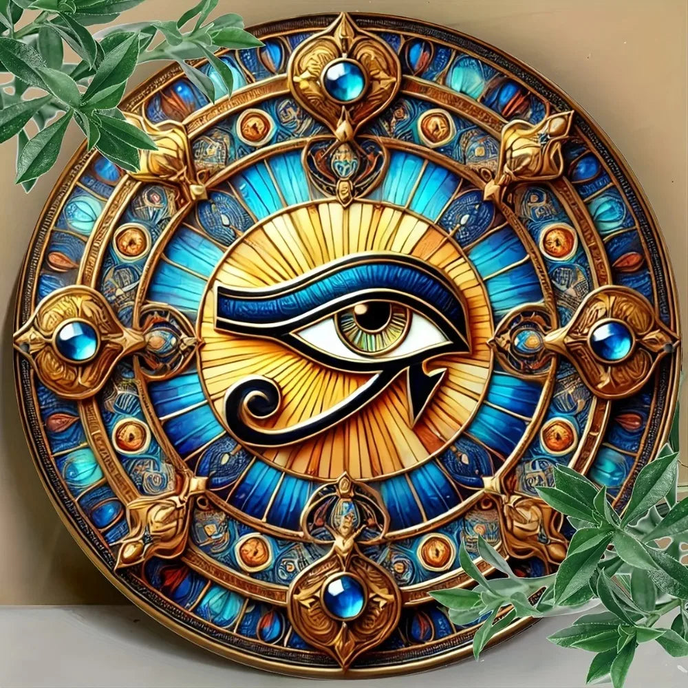Eye Of Horus Round Iron Wall Art For Luxurious Homes
