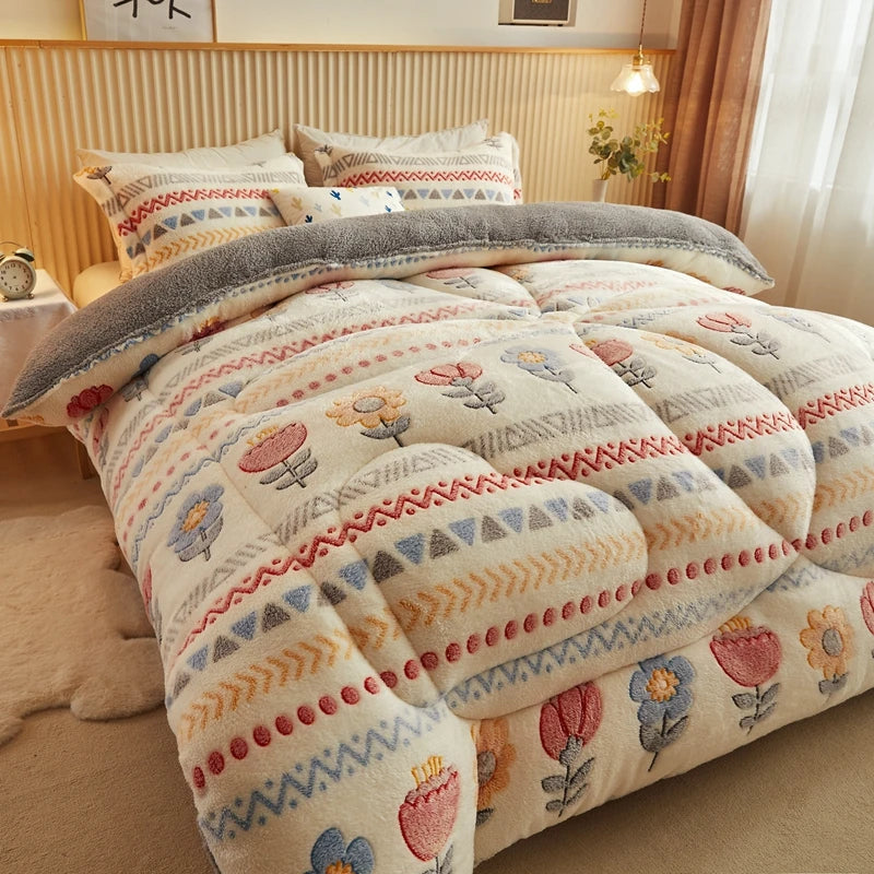 Tribal Aztec Geometric Fleece Bedding Comforter Set