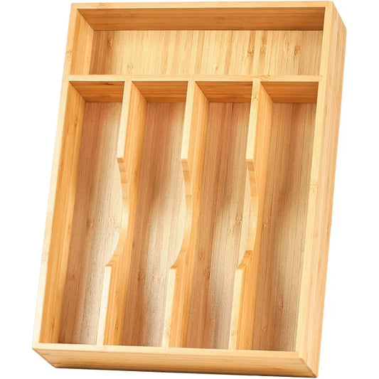 Bamboo Kitchen Drawer Organizer for Utensils and Cutlery Storage