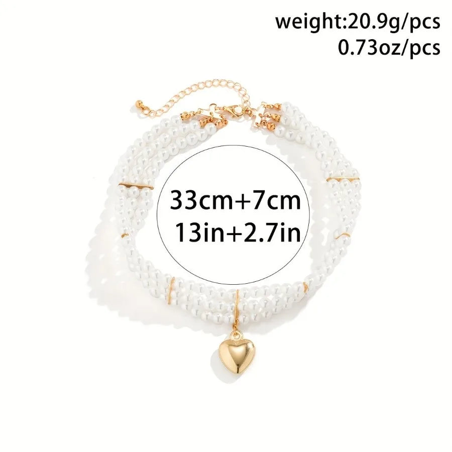 Ladies Pearl Gem Water Drop Pendant Beaded Necklace