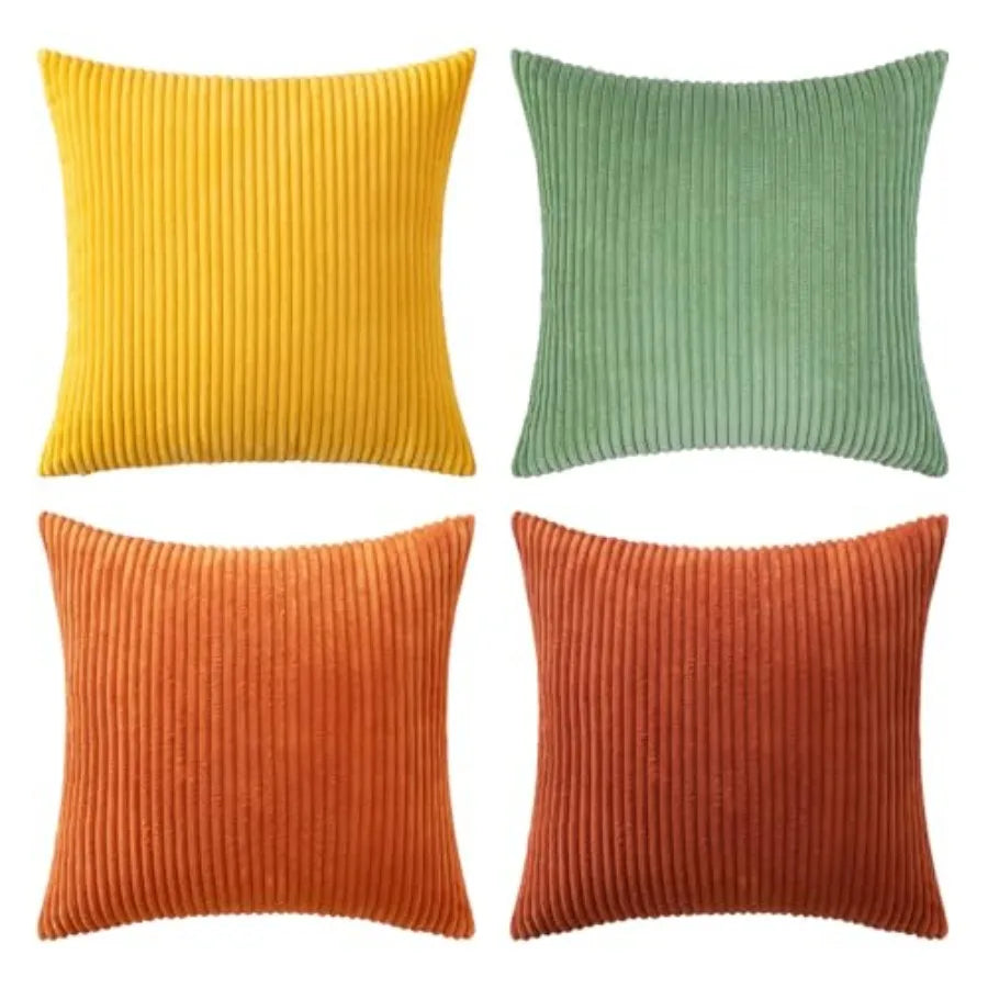 Boho Farmhouse Throw Pillow Cover Set Of 4 Corduroy Cushions
