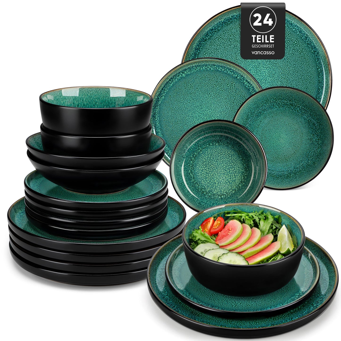Vancasso 24 Piece Dinnerware Set Reactive Glaze Dishware