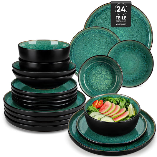 Vancasso 24 Piece Dinnerware Set Reactive Glaze Dishware