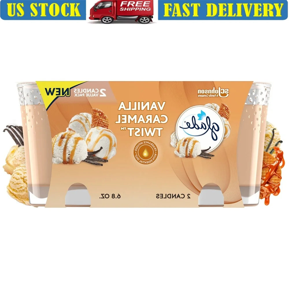 Vanilla Caramel Twist Scented Candle Set Paraffin Wax Jar Candles