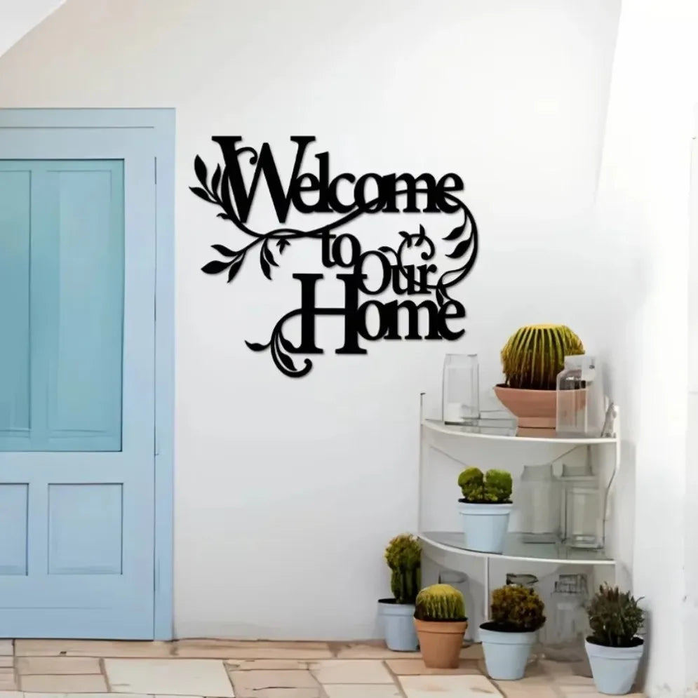 Welcome To Our Home Wall Sign Metal Pendant Home Decor